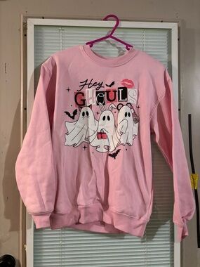 Hey Ghouls Pink Graphic Sweatshirt